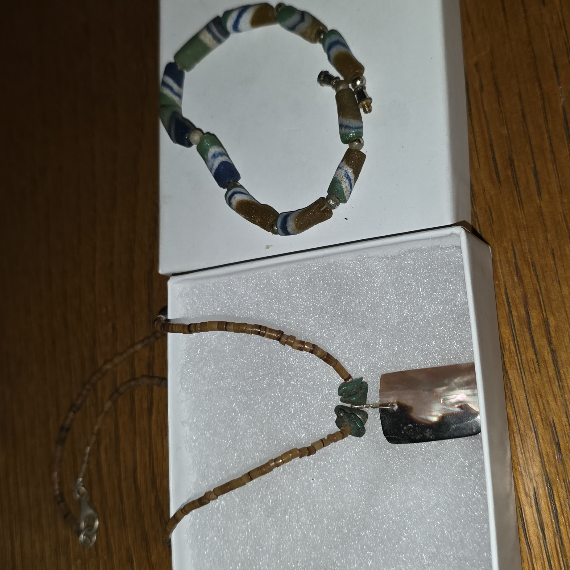 Sterling Silver Beaded Necklace With Stunning African Bead Bracelet